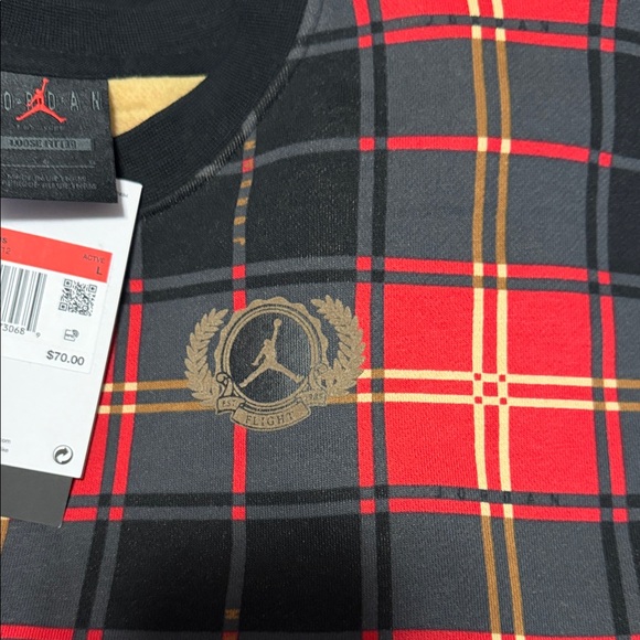 Jordan Red Black Plaid Crewneck Sweater - Picture 3 of 6